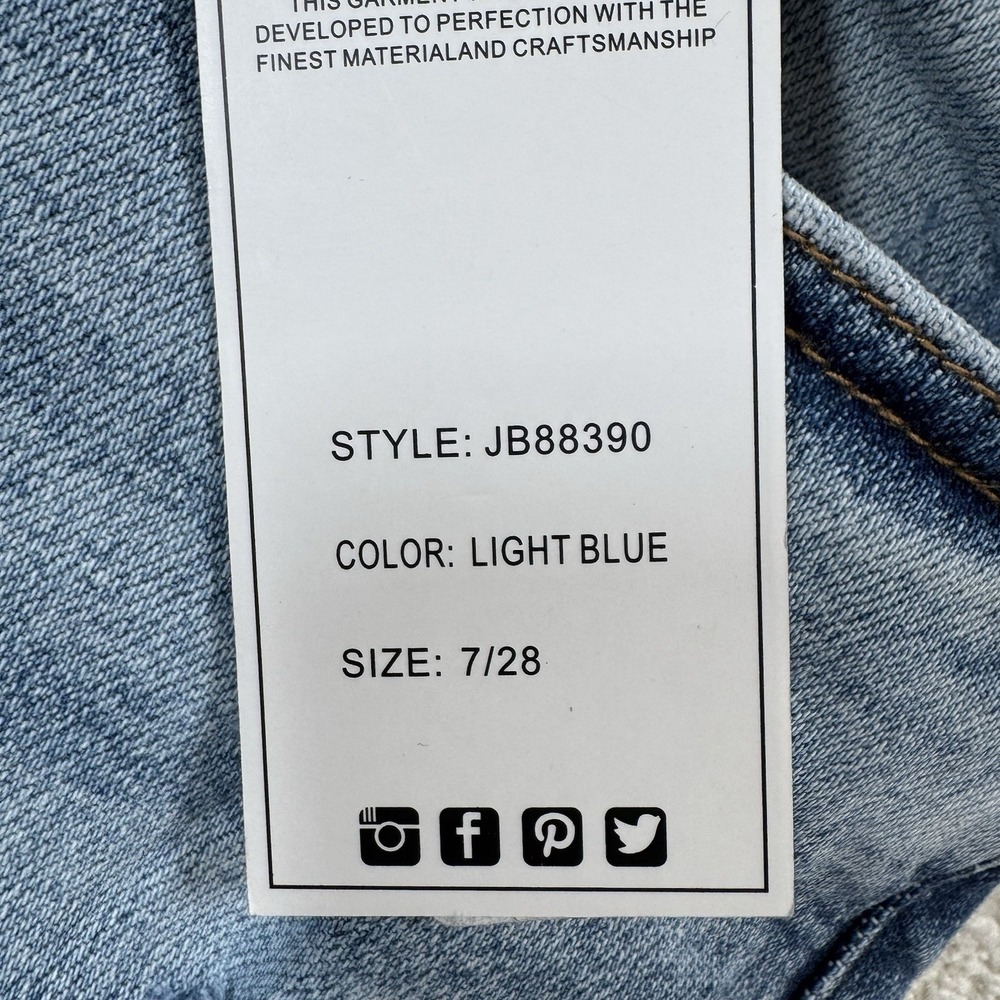 New Judy Blue Skinny Fit Jeans Sz 7/28(29x26.5) Light Wash High Waist Distressed - Picture 7 of 8
